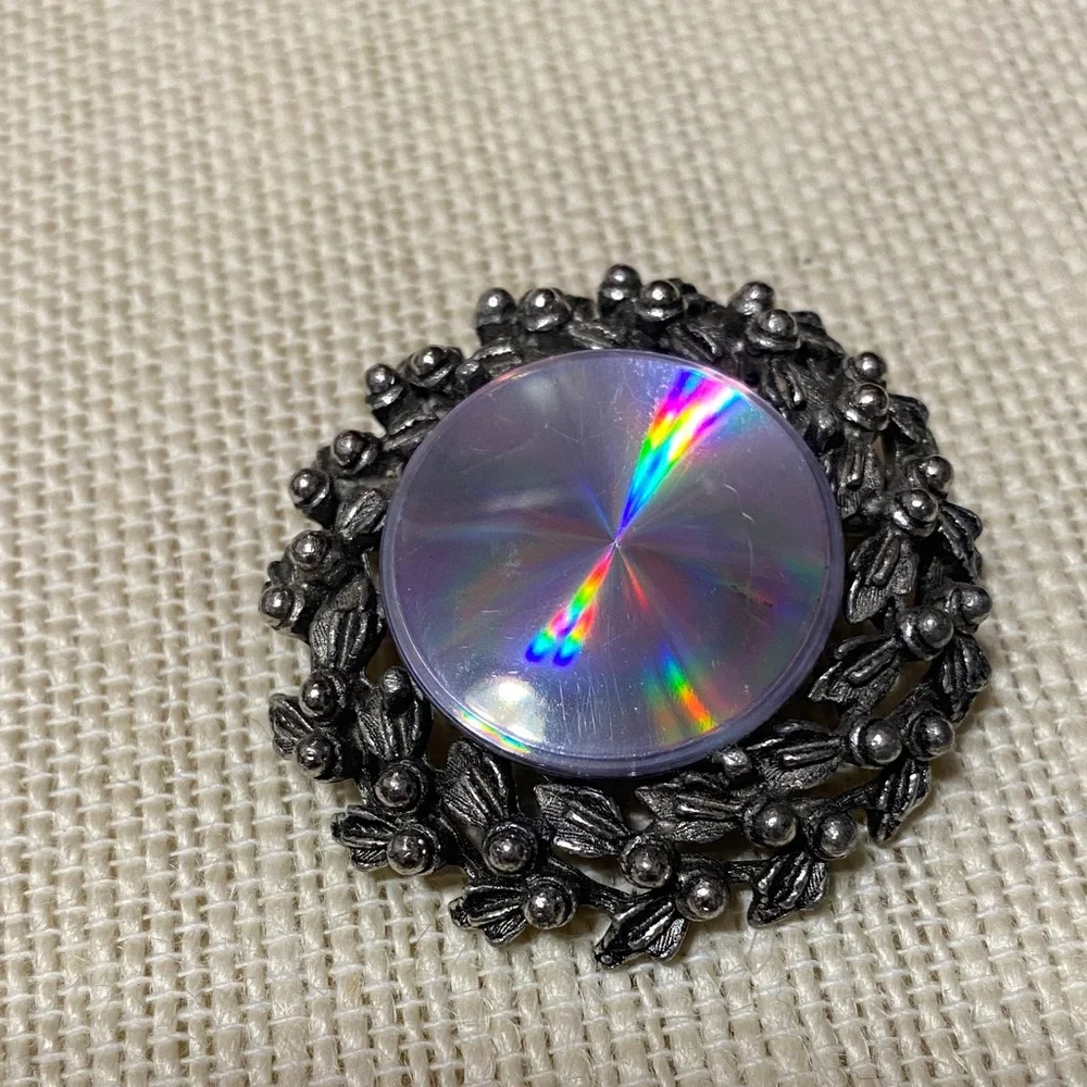 Vintage Jewelarama brooch Silver rainbow disc Brooch